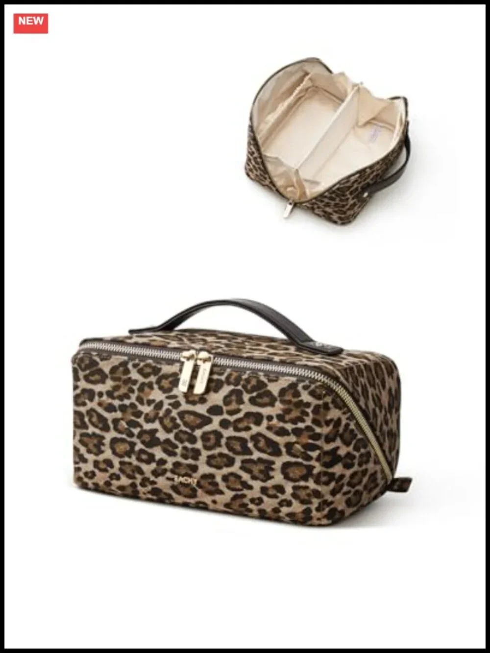 Travel Makeup Bag for Women, Flat Open Cosmetic Bag with Dividers, TPU Brush